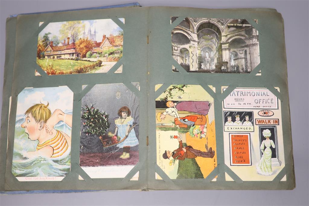 An Edwardian postcard album, British topographical to include Brighton West and Palace piers